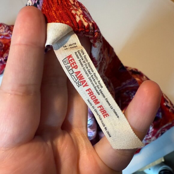 Intimately Free People Women L Floral Wide Leg Pants Red Flowy Pull On Bohemian - Picture 5 of 11